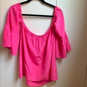 Lilly Pulitzer Pink Off the Shoulder Silk Blouse Size M